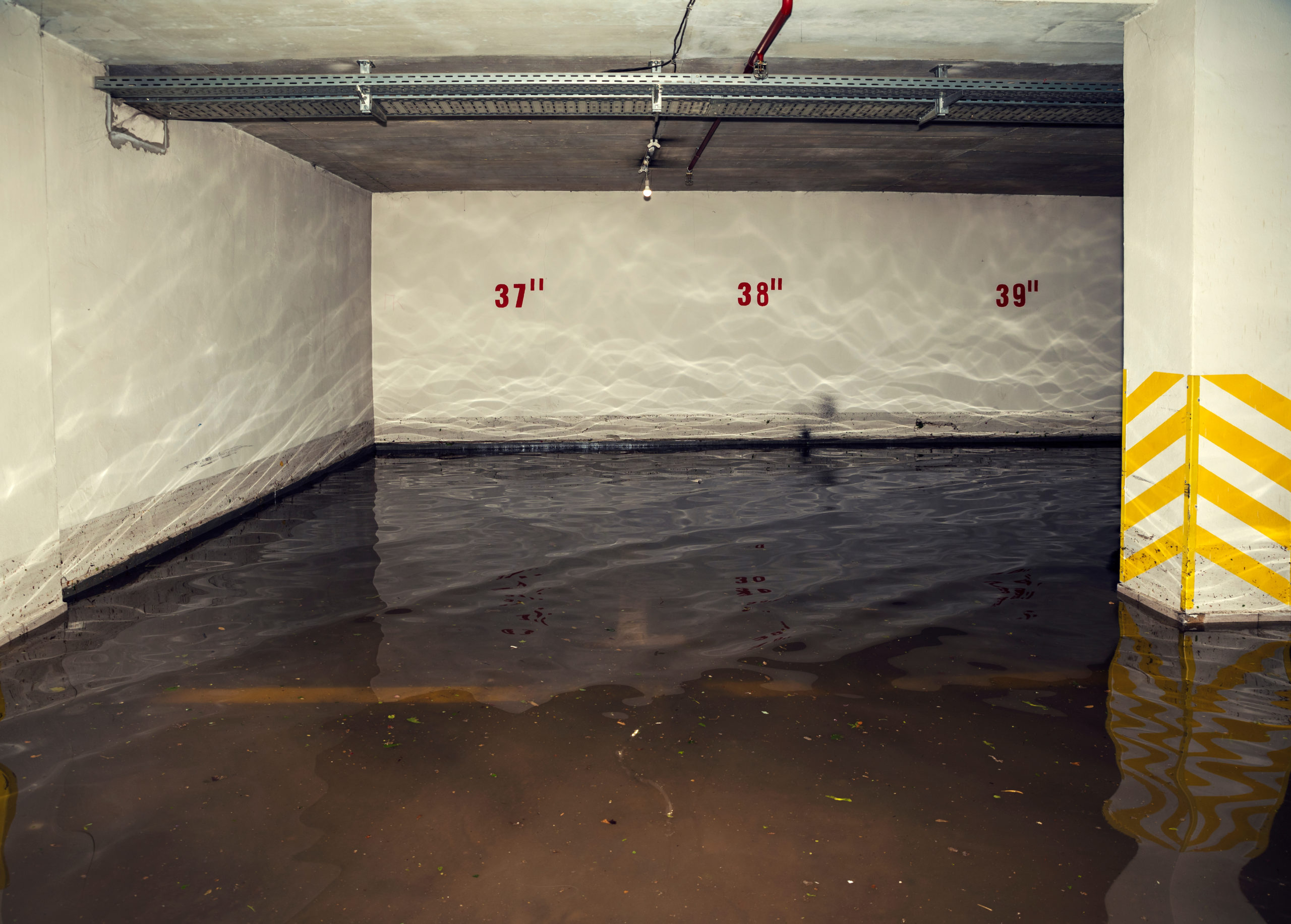 Parking,Lot,Full,Of,Water,After,Had,Been,Flooded,After Basement waterproofing by Nathaniel's Construction